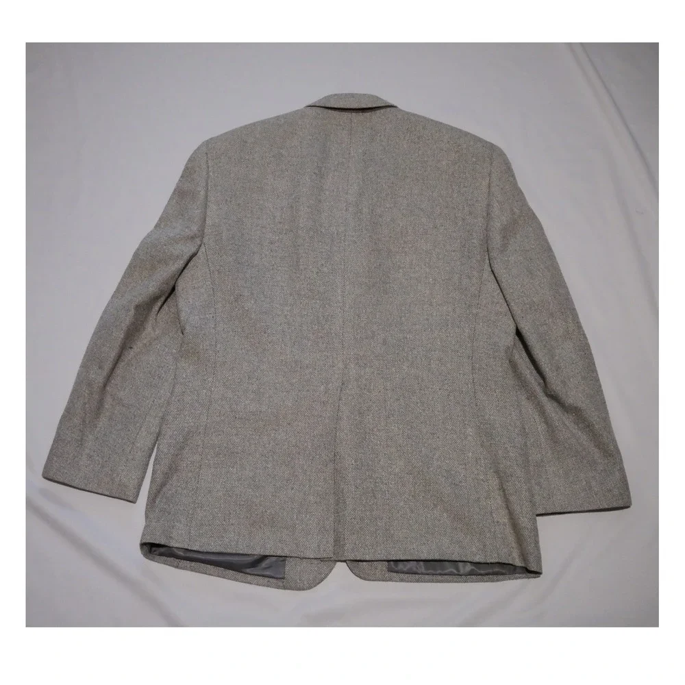 Barrington Men 42S Blazer 100% Pure Silk Sport Coat Gray Textured 2Button Jacket